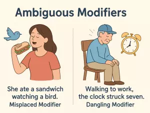 Ambiguous Modifiers: misplaced and dangling modifiers
