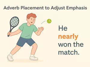 Adverb Placement to Adjust Emphasis (He nearly won…)