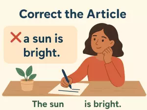 Practice: Correct the Article in Each Sentence (B1–B2)