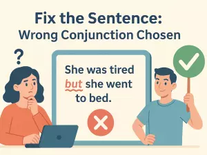 Fix the Sentence: Wrong Conjunction Chosen (B1–B2)