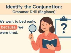 identify conjunction grammar drill beginner