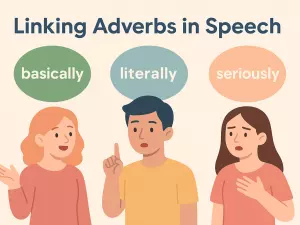 Linking Adverbs in Speech: basically, literally, seriously