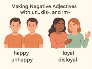 Making Negative Adjectives with un-, dis-, and im-