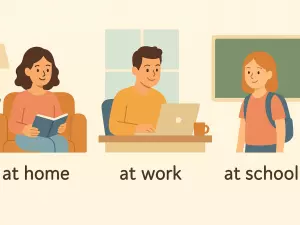 Prepositions with Locations: at home, at work, at school