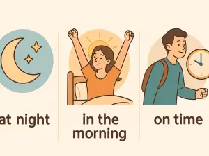 Prepositions with Phrases: at night, in the morning, on time