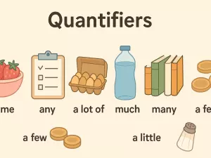 Quantifiers: some, any, a lot of, much, many, a few, a little