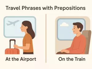 Travel Phrases with Prepositions: At the Airport, On the Train