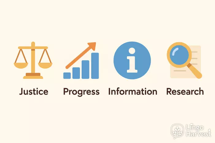 abstract nouns justice progress information research