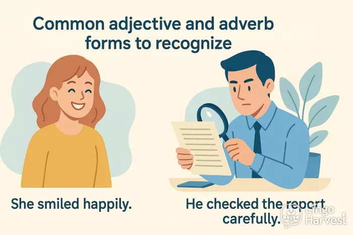 adjective adverb forms with actions