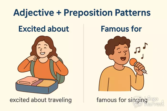adjective preposition excited famous
