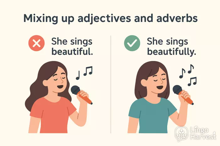 adjective vs adverb singing example
