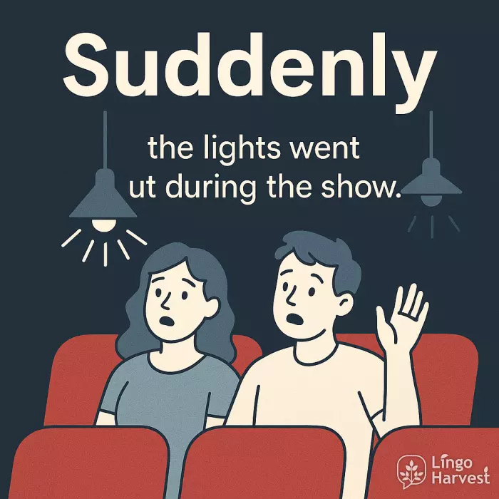 adverb rhythm example suddenly lights went out
