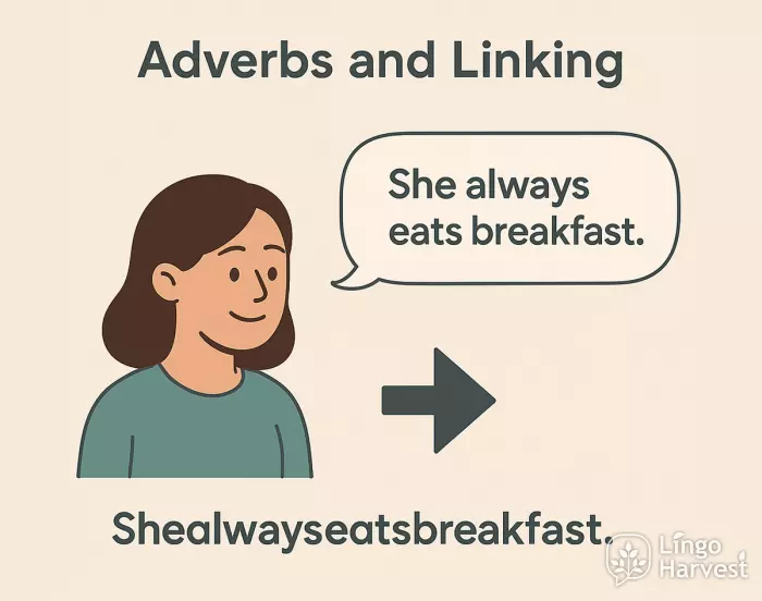 adverbs linking she always eats