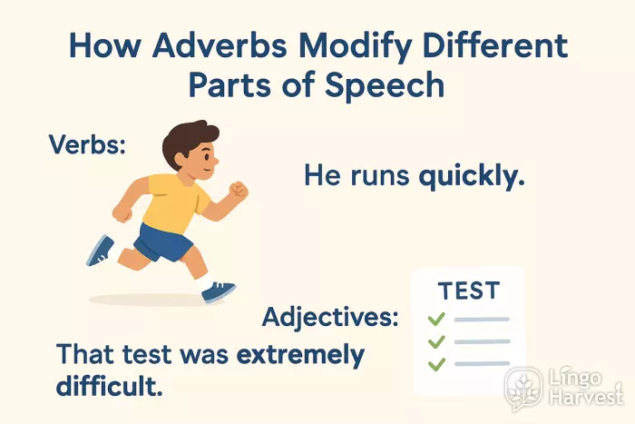 adverbs modify verbs adjectives