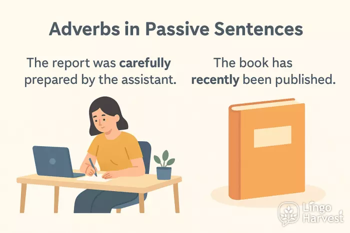 adverbs passive sentences report book