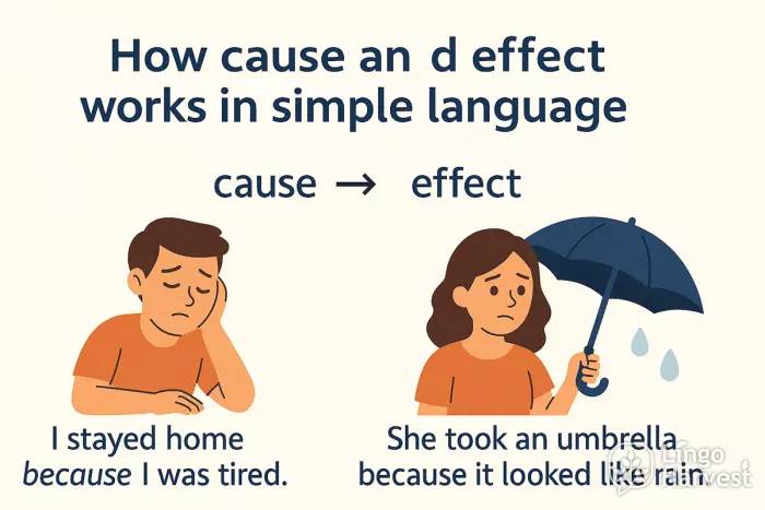 cause and effect because examples