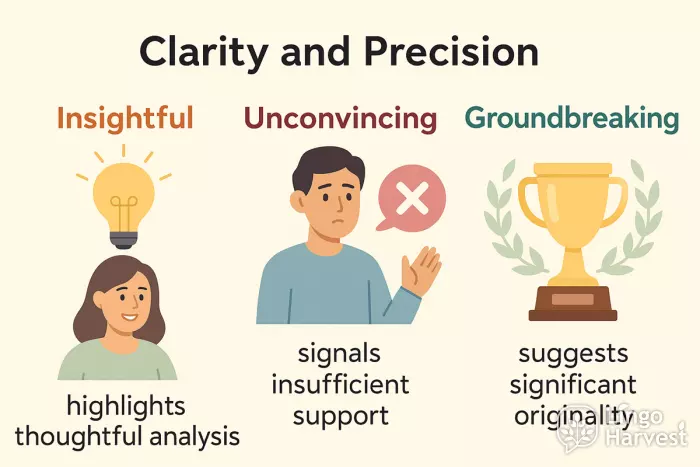 clarity precision insightful unconvincing groundbreaking