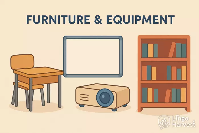 Classroom furniture and equipment nouns