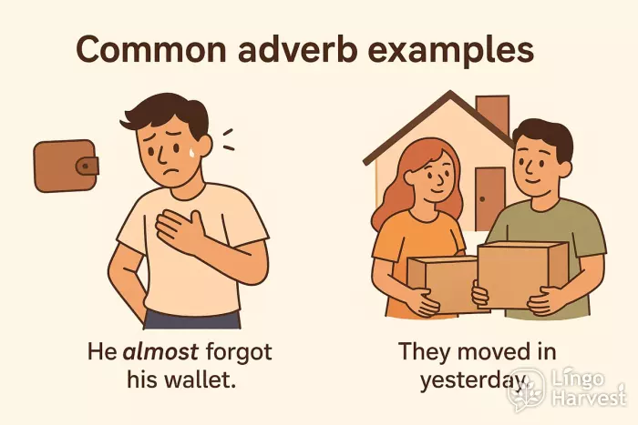 common adverb examples almost yesterday