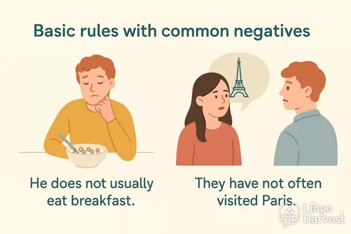 common negatives examples breakfast Paris