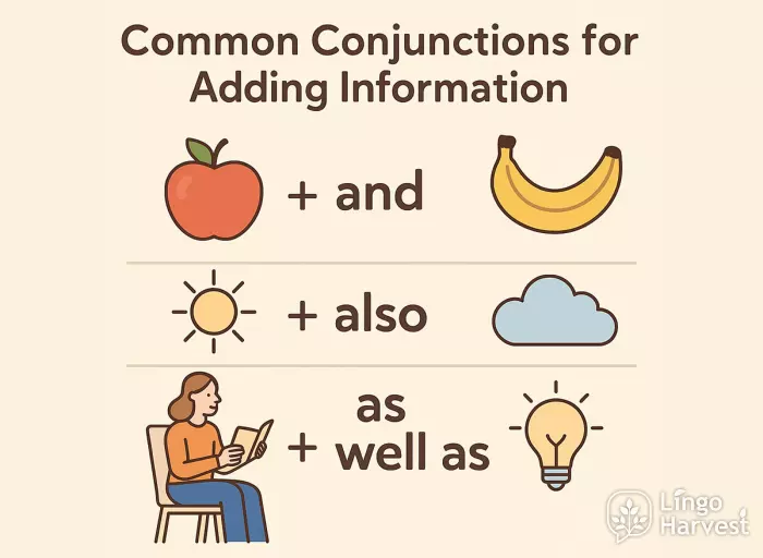 conjunctions and also as well as