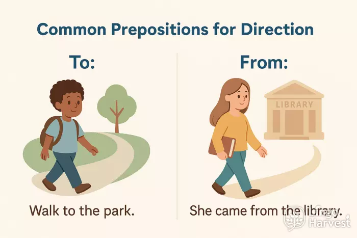 direction prepositions to from
