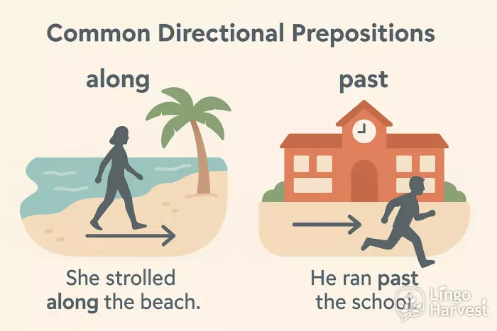 directional prepositions along past