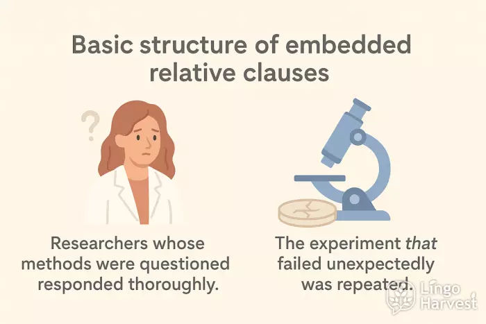 embedded relative clauses examples