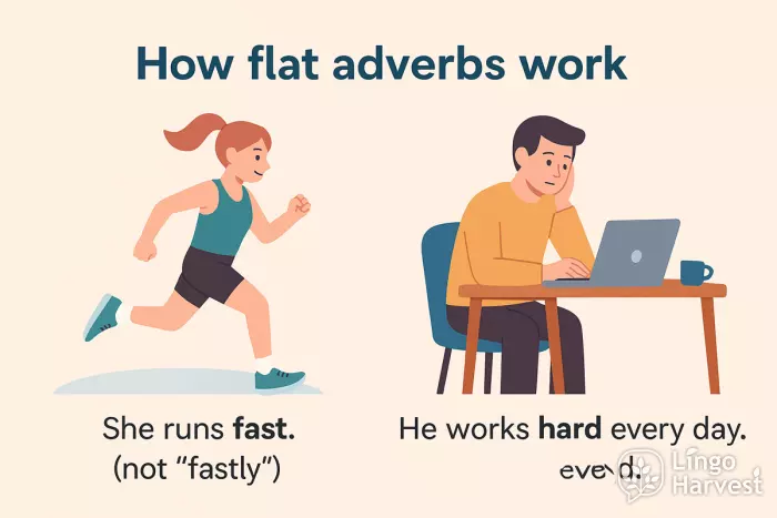 flat adverbs fast hard examples