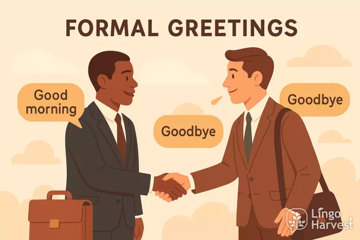 formal greetings handshake good morning goodbye