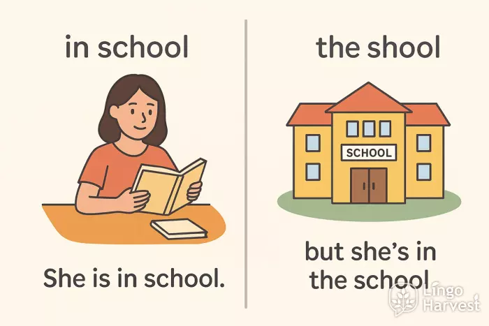 in school vs in the school