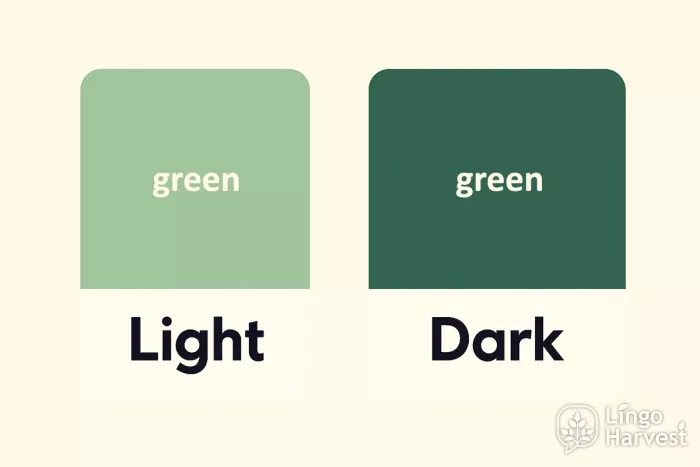 shade variations: light green dark green