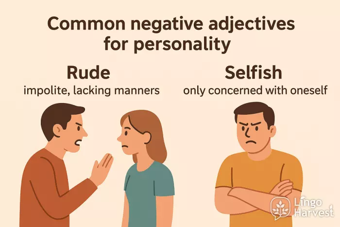negative personality adjectives rude selfish