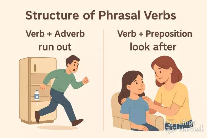phrasal verbs run out look after