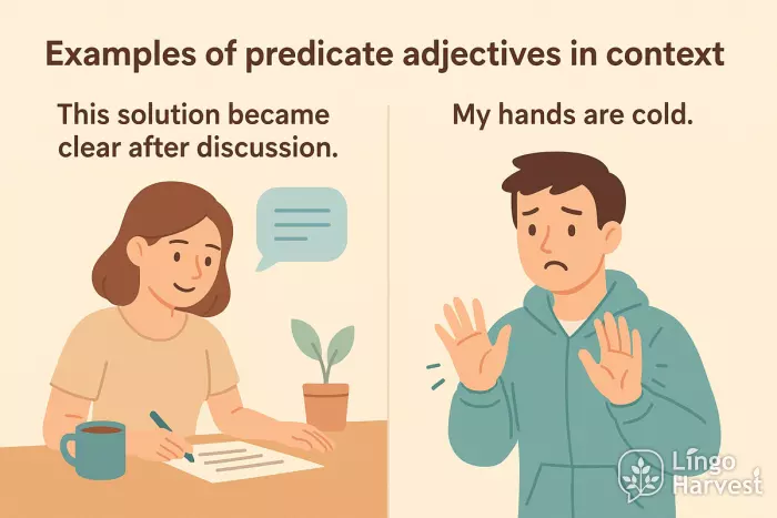 predicate adjectives clear cold examples