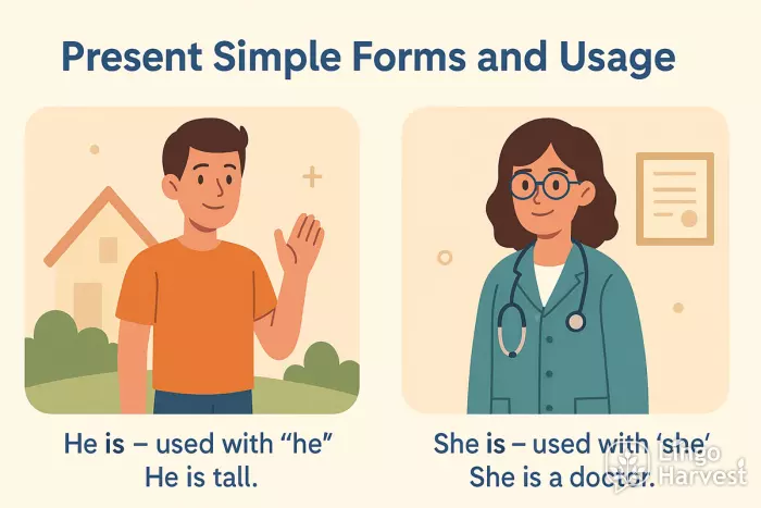 present simple he she