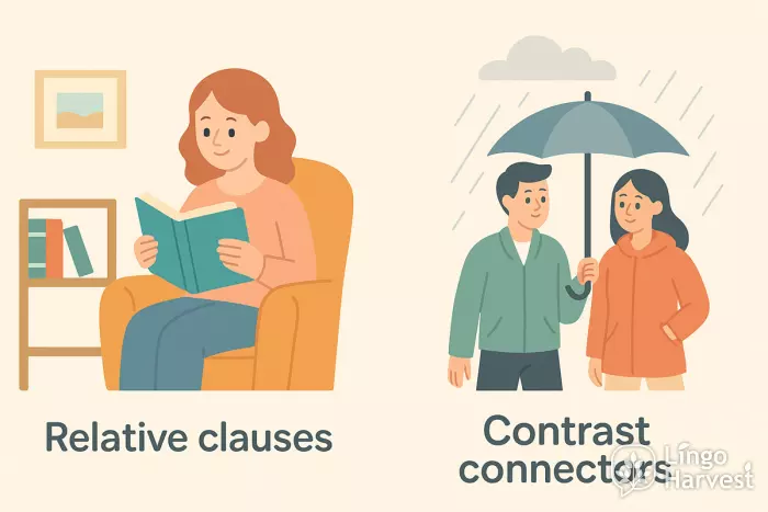 relative clauses contrast connectors