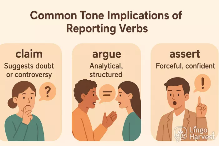 reporting verbs tone implications