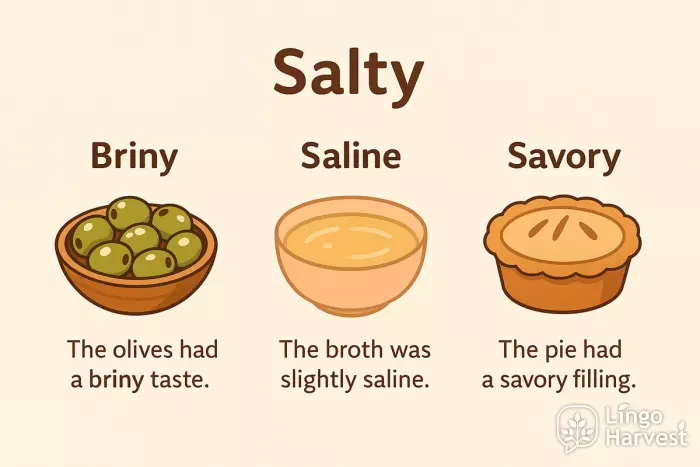 salty adjectives briny saline savory