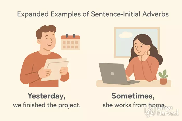 sentence-initial adverbs yesterday sometimes