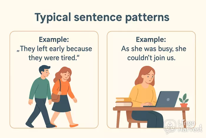 sentence patterns because as busy tired