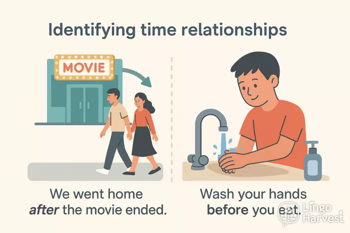time conjunctions after before actions