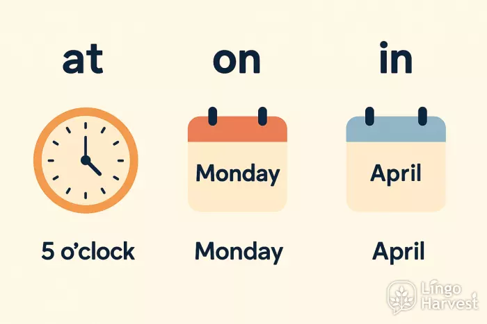 time prepositions at in on