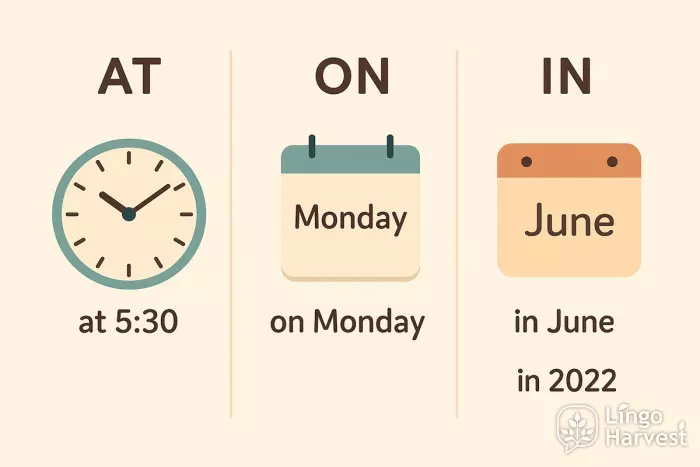 time prepositions at on in