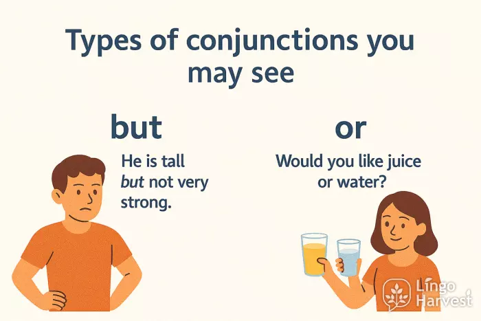 types of conjunctions but or