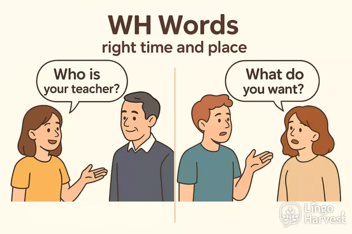 WH Questions in English: Who, What, Where, When, Why, How