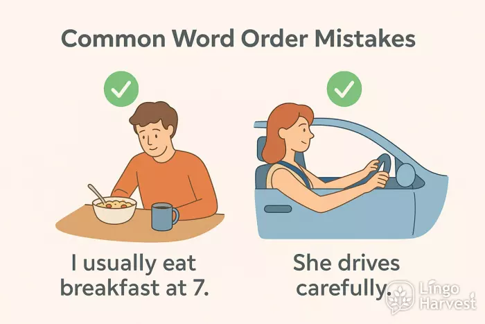 word order examples breakfast driving