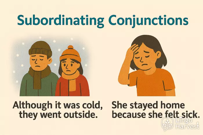 subordinating conjunctions although because examples