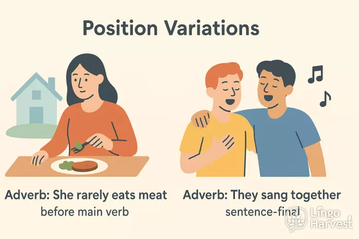 adverb position rarely together