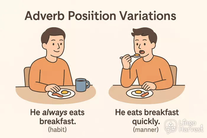 adverb position always quickly
